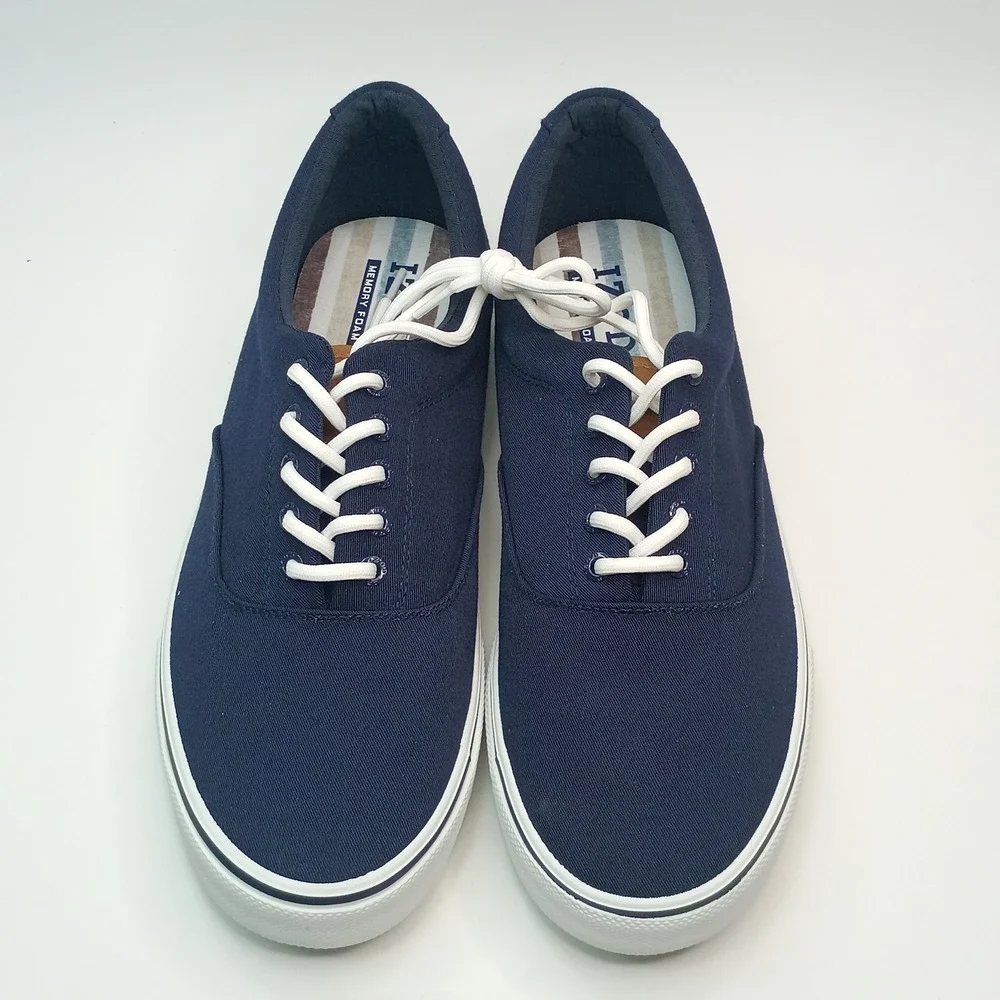 IZOD Rangley Sneaker Men Size 12 Navy Canvas‎ Memory Foam 1851110